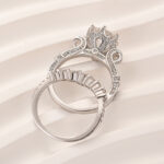 Moissanite 2.0Ct Round Cut Engagement Ring with 0.5Ct Round Wedding Band - Image 6
