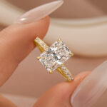 S925 Moissanite 3.5Ct Radiant Cut Engagement Ring in Sterling Silver