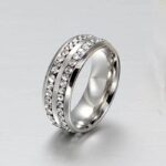 Created White Sapphire Round Cut 925 Sterling Silver Men's Wide Wedding Band - Image 2