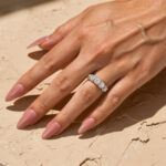 S925 Moissanite Halo Five Stone White Gold Anniversary Ring In Sterling Silver - Image 2