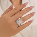 S925 Luxurious 9.0Ct Three Stone Radiant Cut Wedding Set In Sterling Silver - Image 2