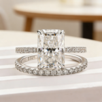 S925 Maxine Moissanite 3.5CT Radiant Cut Wedding Ring Set In Sterling Silver - Image 3