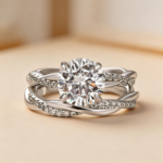 S925 Maxine Moissanite Twist 2.0 Carat Round Cut Wedding Ring Set In Sterling Silver - Image 4