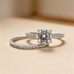 S925 Moissanite 2.0 Ct Square Cushion Wedding Ring Set With Half Halo Wedding Band - Image 4