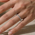 S925 Maxine Moissanite Round Cut Half Eternity Thin Women's Wedding Band In Sterling Silver - Image 2