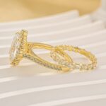 S925 2PC 3.5Ct Wedding Ring Set Gorgeous Halo Radiant Cut Simulated Diamond Engagement Ring With Wedding Band - Image 4