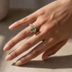 S925 Moissanite 3.5CT Radiant Cut Green Engagement Ring with Round & Marquise Accents Bands - Image 2
