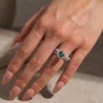 S925 Green Moissanite 3.0Ct Round Cut 6 Prong White Gold Promise Rings For Women - Image 8