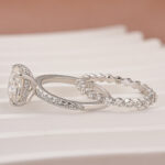 S925 Moissanite 3.0 Ct Cushion Cut White Gold Bridal Ring Set - Image 4