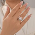 S925 4.0Ct Marquise Cut Hidden Halo Engagement Ring With Pear Cut Open Wedding Band - Image 6