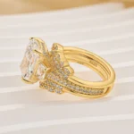 S925 5.0Ct Radiant Cut Three Stone Wedding Ring For Her With Insert Ring - Image 5