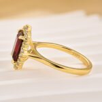 S925 Yellow Gold Halo Emerald Cut Engagement Ring In Sterling Silver - Image 11