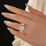 Moissanite 4.0Ct Hidden Halo Oval Cut Engagement Ring with 3.0Ct Oval Cut Wedding Band - Image 3