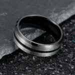 Two Tone Stainless Steel Brushed Plating Men's Wide Wedding Band - Image 4