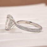 S925 Moissanite Triple Row Pavé 3.5Ct Radiant Cut White Gold Engagement Ring - Image 5