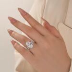 S925 5.0Ct Oval Cut Engagement Ring With Classic Open Wedding Band - Image 2