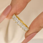 S925 3.0Ct Radiant Cut Half Wedding Band Travel Ring In Sterling Silver - Image 6