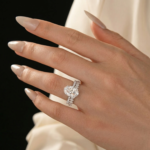 Moissanite 4.0Ct Hidden Halo Oval Cut Engagement Ring with 3.0Ct Oval Cut Wedding Band - Image 4