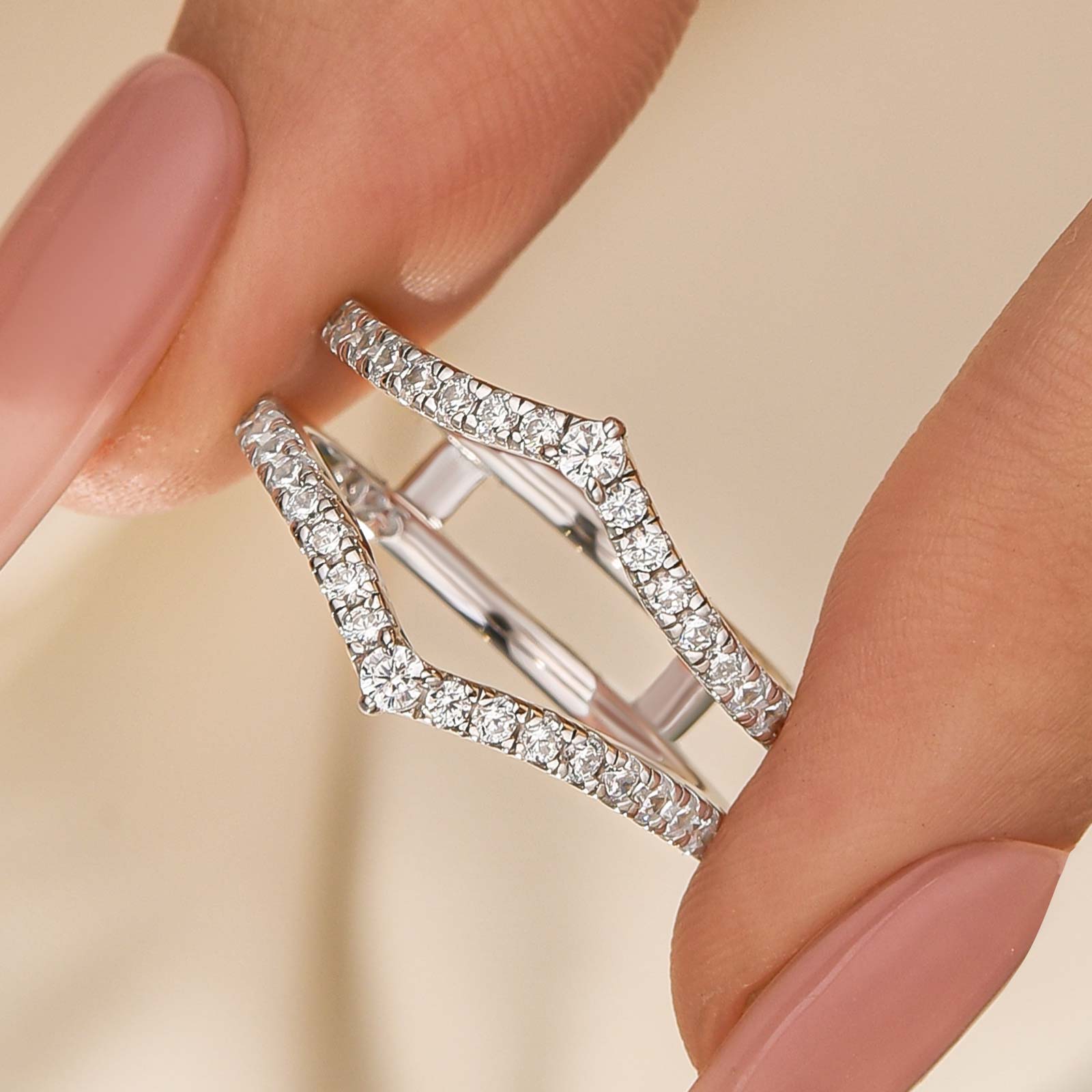 4-F9X0v3 S925 Vintage Engagement Ring Enhancer Wedding Band In Sterling Silver - Image 1