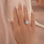 S925 Moissanite 3.5Ct Radiant Cut White Gold Engagement Ring with Pavé Eternity Ring - Image 2