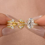 S925 Moissanite Enhancer Ring 4.0Ct Oval Cut Yellow Gold Wedding Ring