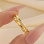 S925 Unique X Criss Cross Wedding Band For Women In Sterling Silver