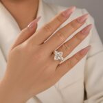S925 4.0Ct Marquise Cut Hidden Halo Engagement Ring With Pear Cut Open Wedding Band - Image 2