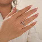 S925 Maxine Classic Half Eternity Oval Cut White Gold Wedding Band - Image 2