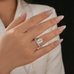 S925 Moissanite 4.0Ct Solitaire Oval Cut White Gold Wedding Ring with Emerald Cut Wedding Ring - Image 2