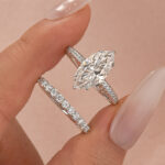 S925 Moissanite 3.0Ct Marquise Cut Pave Three-Sided Band Bridal Ring Set
