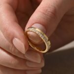S925 Maxine Moissanite Round Cut Yellow Gold Wedding Band for Women