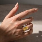 S925 Gorgeous Pear Cut Pink &Yellow Sapphire Three Stone Engagement Ring - Image 6