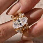 S925 Hidden Halo 4.0Ct Marquise Cut Engagement Ring with 1.5Ct Marquise&Round Cut Enhancer Wedding Band
