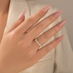 S925  Elegant Marquise Cut Half Wedding Band In Sterling Silver - Image 8