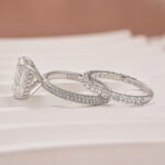 S925 Moissanite 3.5Ct Radiant Cut White Gold Engagement Ring with Pavé Eternity Ring - Image 4