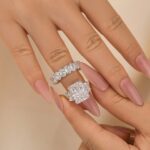 S925 Luxurious 9.0Ct Three Stone Radiant Cut Wedding Set In Sterling Silver - Image 3