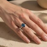 S925 Unique Pear Cut Blue Sapphire Engagement Ring In Sterling Silver - Image 2
