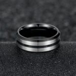 Two Tone Stainless Steel Brushed Plating Men's Wide Wedding Band - Image 5