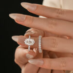 Moissanite 4.0Ct Hidden Halo Oval Cut Engagement Ring with 3.0Ct Oval Cut Wedding Band - Image 2