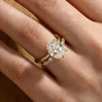 Moissanite 5.5Ct Solitaire Oval Cut Yellow Gold Engagement Ring with Marquise& Oval Cut Wedding Band