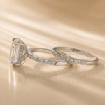S925 3.5Ct Emerald Cut Engagement Ring in Sterling Silver with Classic Half Eternity Thin Wedding Band - Image 3