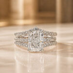 S925 Elegant 3.5Ct Radiant Cut Engagement Ring in Sterling Silver With Enhancer Wedding Band - Image 4