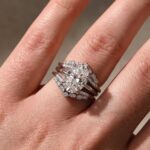 S925 Classic Moissanite 4.0Ct Solitaire Oval Cut Engagement Ring in Sterling Silver with Round Cut Enhancer Wedding Band