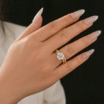 Moissanite 3.0Ct Channel Set Round Cut Curved Wedding Ring Set - Image 2