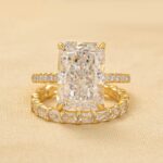 S925 7.0Ct Radiant Cut Engagement Ring with Radiant Cut Wedding Band - Image 4