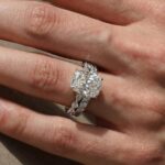 S925 Crushed Ice 5.0Ct Cushion Cut Engagement Ring in Sterling Silver with Wedding Band - Image 3