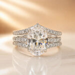 S925 Classic 4.0Ct Oval Cut Engagement Ring in Sterling Silver with Vintage Enhancer Wedding Band - Image 4