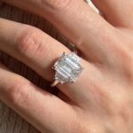 S925 Luxury 4.5 Ct Three Stone Emerald Cut Engagement Ring in Sterling Silver