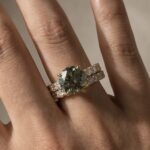 S925 Green Moissanite 4CT Round Cut Engagement Ring Set Hidden Halo Promise Ring For Women