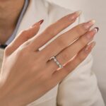 S925  Elegant Marquise Cut Half Wedding Band In Sterling Silver - Image 2
